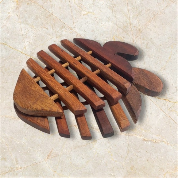 Handmade Strawberry Teak Wood Trivet for Hot Dishes, Pot Pan or Tea Pot Holder - Picture 8 of 10